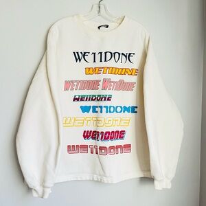 WE11DONE WHITE FRONT LOGO SWEATSHIRT